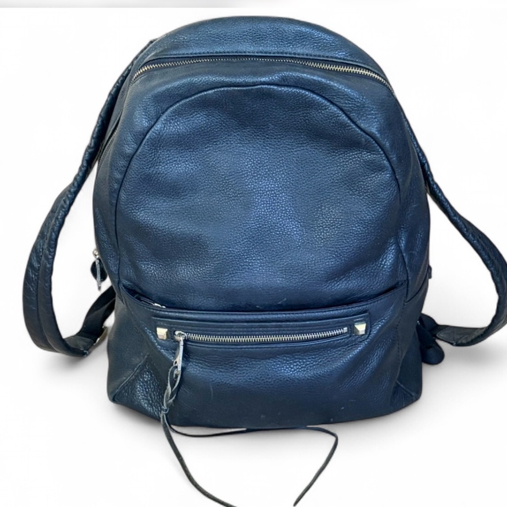 Rebecca Minkoff Julian Black Pebbled Leather Backpack Designer Large Preppy Goth